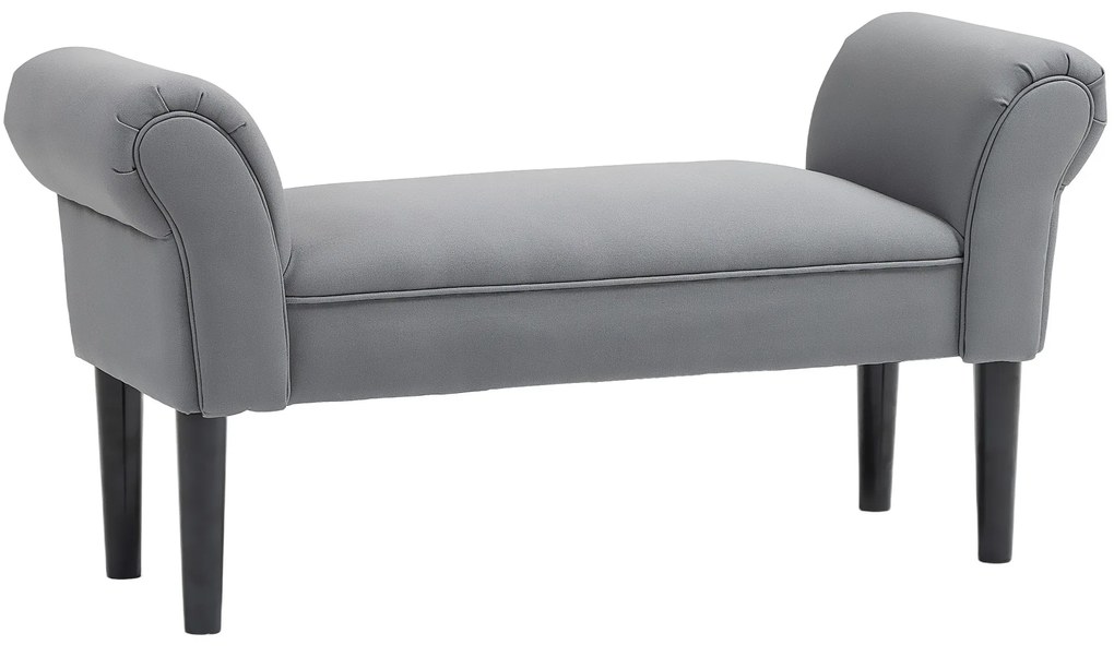 HOMCOM Παγκάκι, Τραπεζάκι κρεβατοκάμαρας, στιβαρή κατασκευή, μαλακή επένδυση, 102x36x51 cm, Γκρι