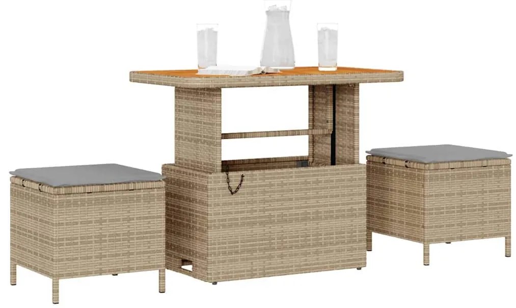 vidaXL Σέτ φαγητού για κήπο Μπεζ συνθετικό ρατάν