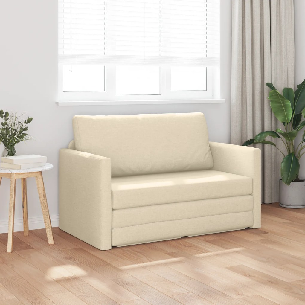 vidaXL Καναπές Κρεβάτι 2 σε 1 Κρεμ 124x71x78 cm Ύφασμα