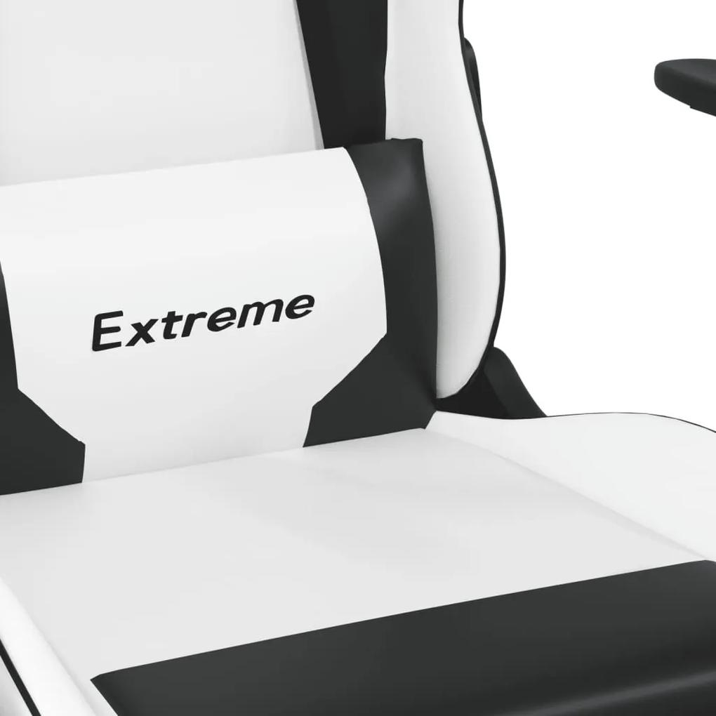Καρέκλα Gaming Μασάζ Λευκό/Μαύρο από Συνθετικό Δέρμα - Μαύρο