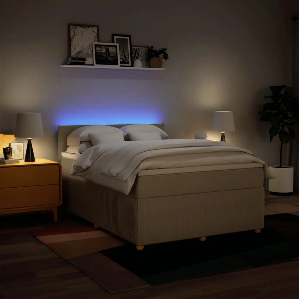 vidaXL Κρεβάτι Boxspring με Στρώμα Κρεμ 160x200 εκ. Υφασμάτινο