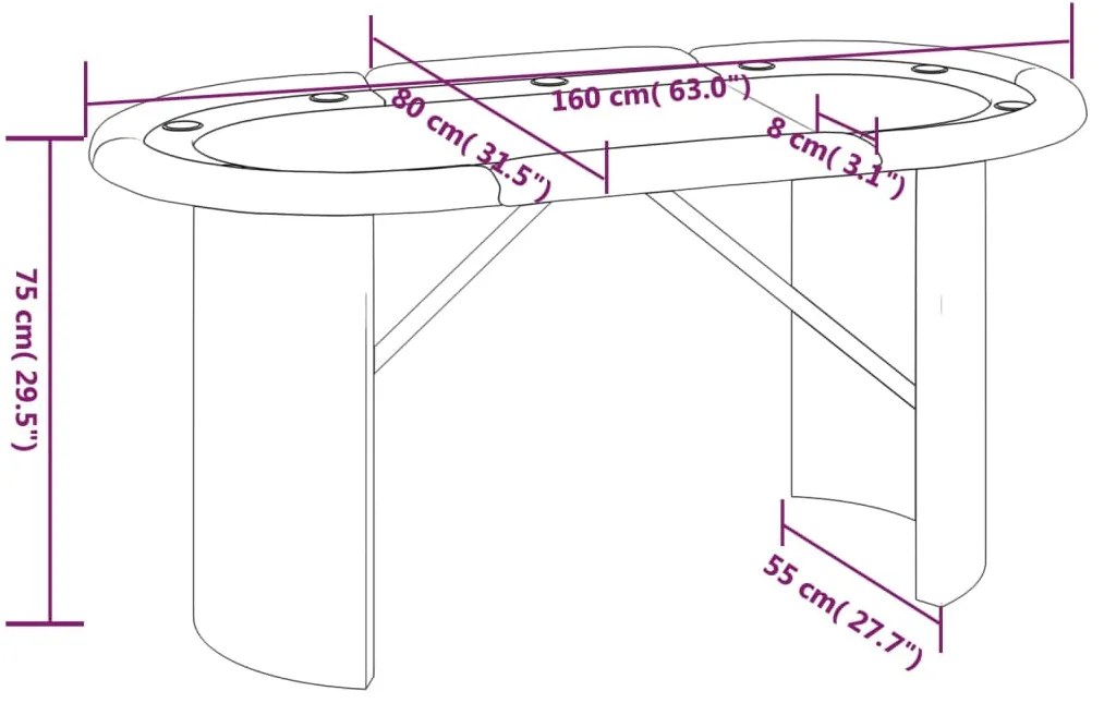 vidaXL Τραπέζι Πόκερ για 10 Παίκτες Πράσινο 160 x 80 x 75 εκ.