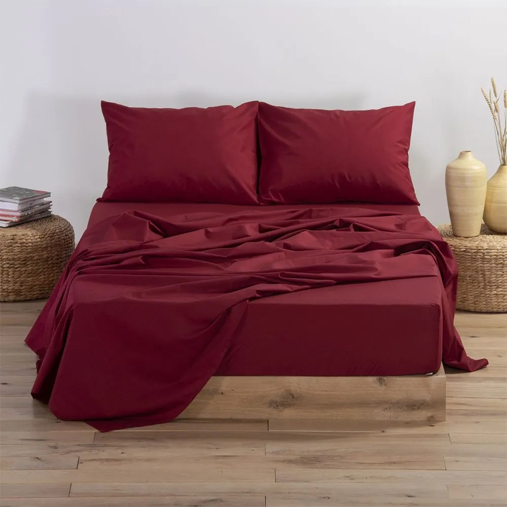 Σεντόνι Basic Bordo Nef-Nef Μονό 170x270cm Χωρίς Λάστιχο 100% Cotton