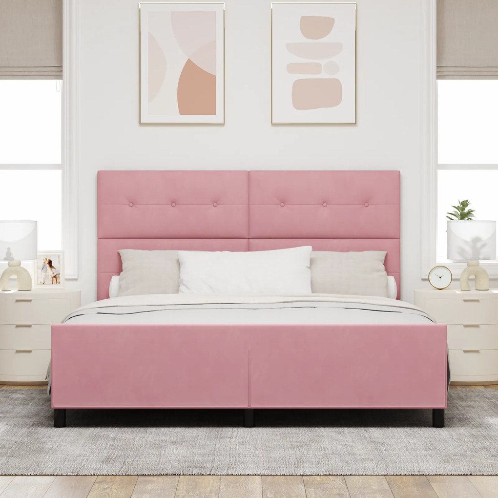 vidaXL Σκελετός Κρεβατιού με κεφαλάρι Ροζ 180 x 200 cm Βελούδο