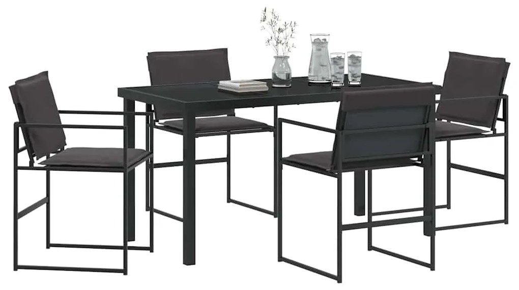 vidaXL Σέτ φαγητού για κήπο 5 pcs Μαύρο 140 x 70 x 73 cm