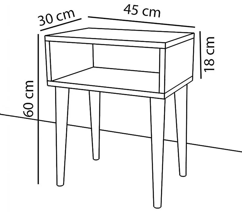 Κομοδίνο Hank λευκό-καρυδί 45x30x60εκ 45x30x60 εκ.