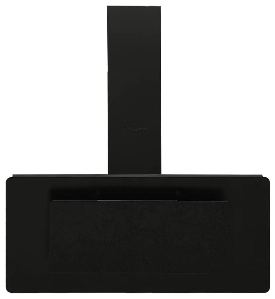 Απορροφητήρας Τοίχου Μαύρος 90 εκ. Αν. Ατσάλι &amp; Ψημένο Γυαλί - Μαύρο