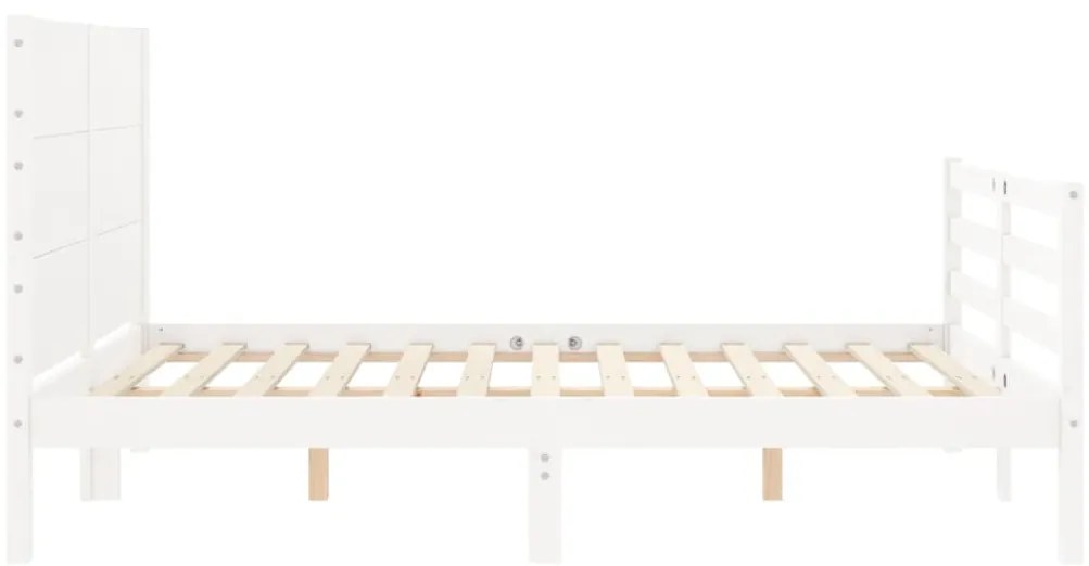vidaXL Πλαίσιο Κρεβατιού με Κεφαλάρι Λευκό 140x200 εκ. Μασίφ Ξύλο
