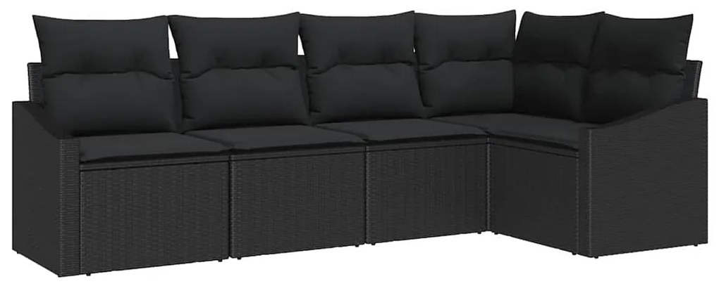 vidaXL Σετ Καναπέ με μαξιλάρι 5 pcs Μαύρο συνθετικό ρατάν