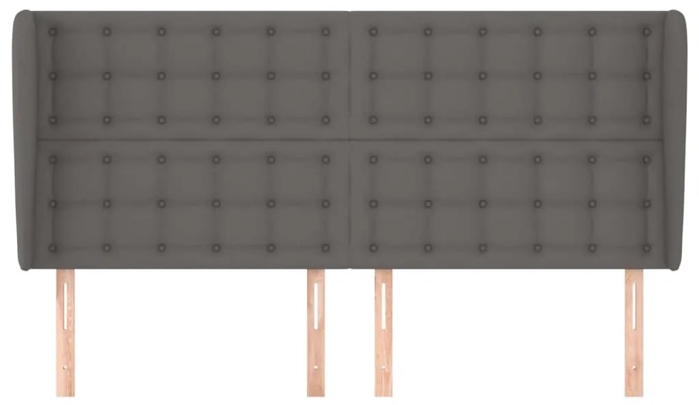 Κεφαλάρι με Πτερύγια Γκρι 183x23x118/128 εκ.Συνθετικό Δέρμα - Γκρι