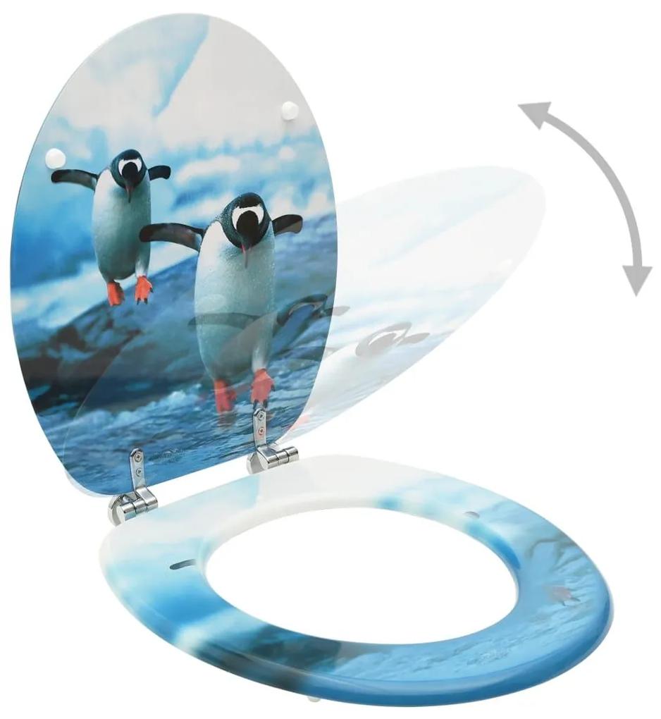 Κάλυμμα Λεκάνης με Καπάκι Σχέδιο Πιγκουίνοι από MDF - Πολύχρωμο