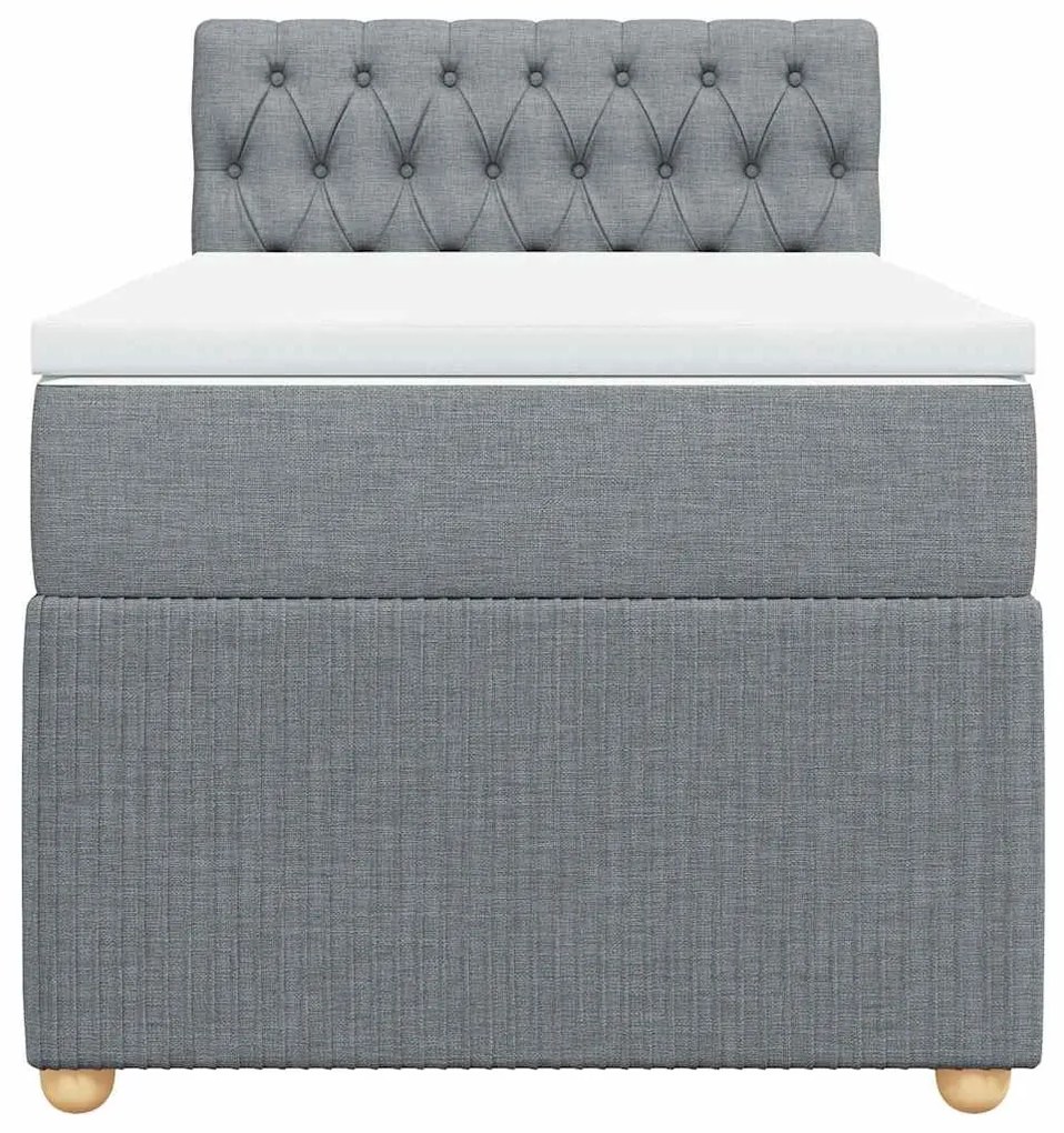 vidaXL Κρεβάτι Boxspring με Στρώμα Ανοιχτό Γκρι 90x200 εκ. Υφασμάτινο