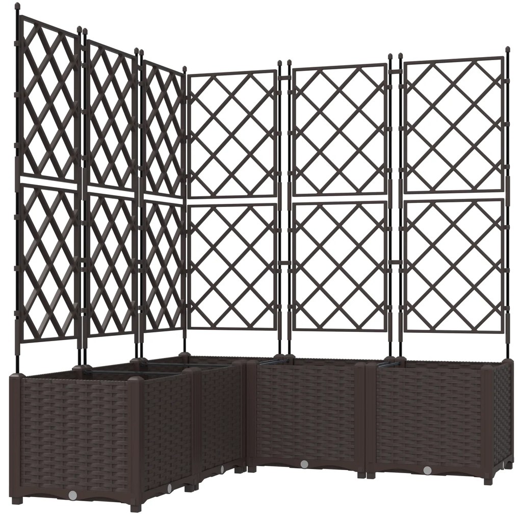 vidaXL Γλάστρα κήπου με πλέγμα 5 τεμ Καφέ 120x120x143 εκ