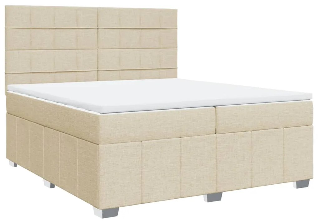 ΚΡΕΒΑΤΙ BOXSPRING ΜΕ ΣΤΡΩΜΑ ΚΡΕΜ 200X200 ΕΚ. ΥΦΑΣΜΑΤΙΝΟ 3291780