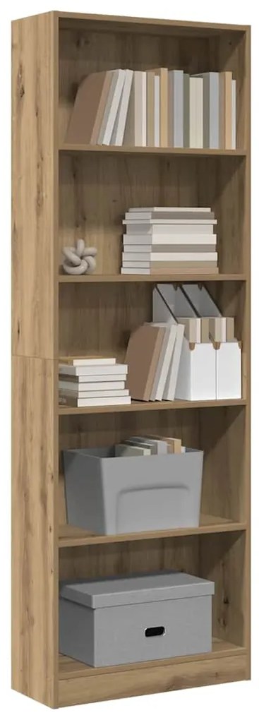 vidaXL Βιβλιοθήκη Αρτισιανή Δρυς 60x24x176 εκ. από Επεξεργασμένο Ξύλο