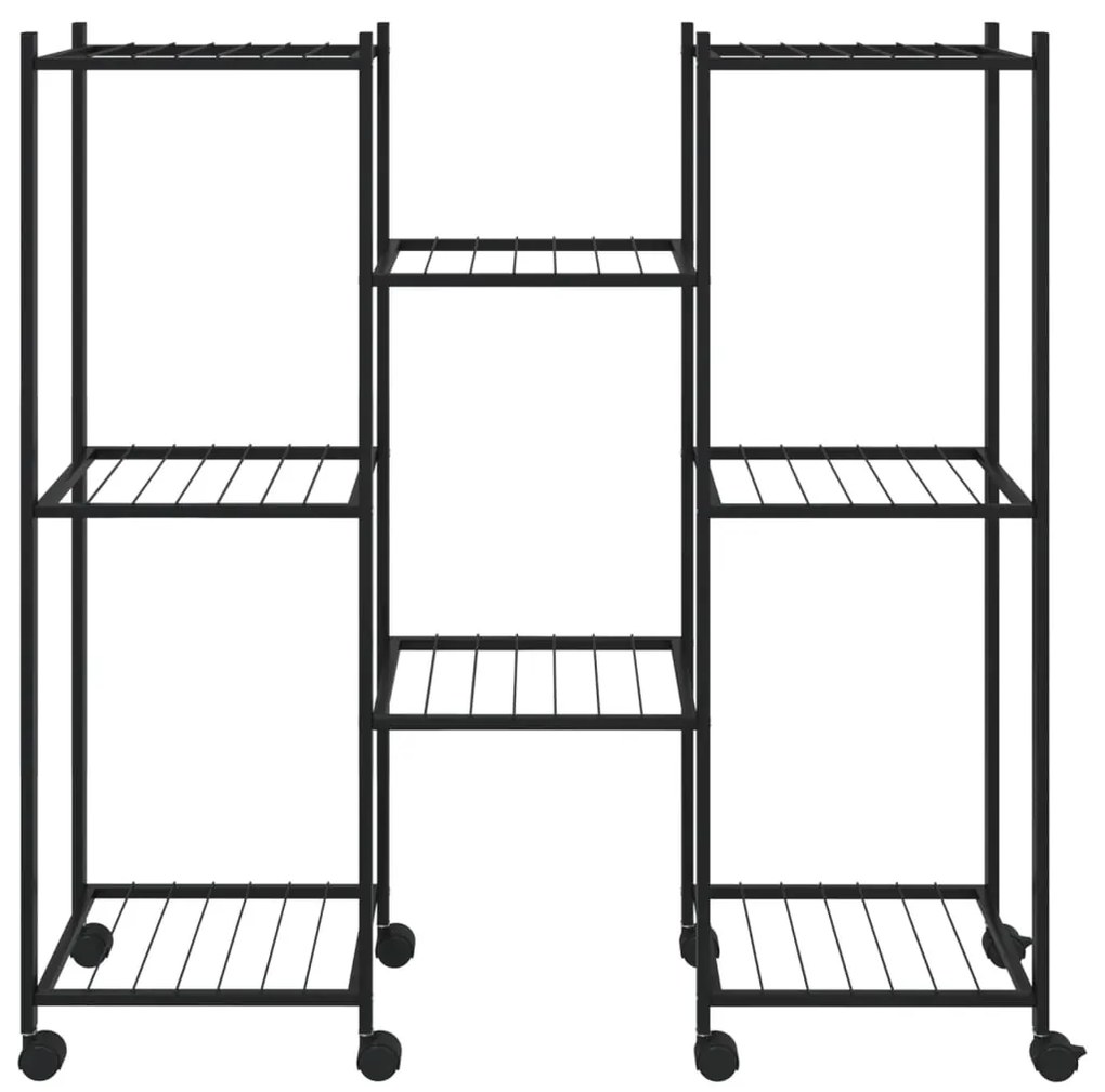vidaXL Βάση Λουλουδιών με Ρόδες 83 x 25 x 83,5 εκ. Μαύρη Σιδερένια