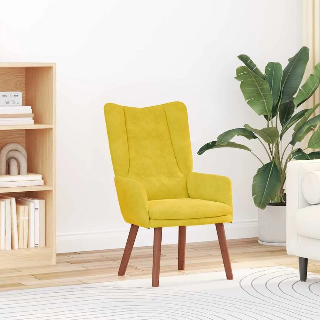 vidaXL Χαλαρωτική Πολυθρόνα Κίτρινο 63 x 67 x 94 εκ. Βελούδο