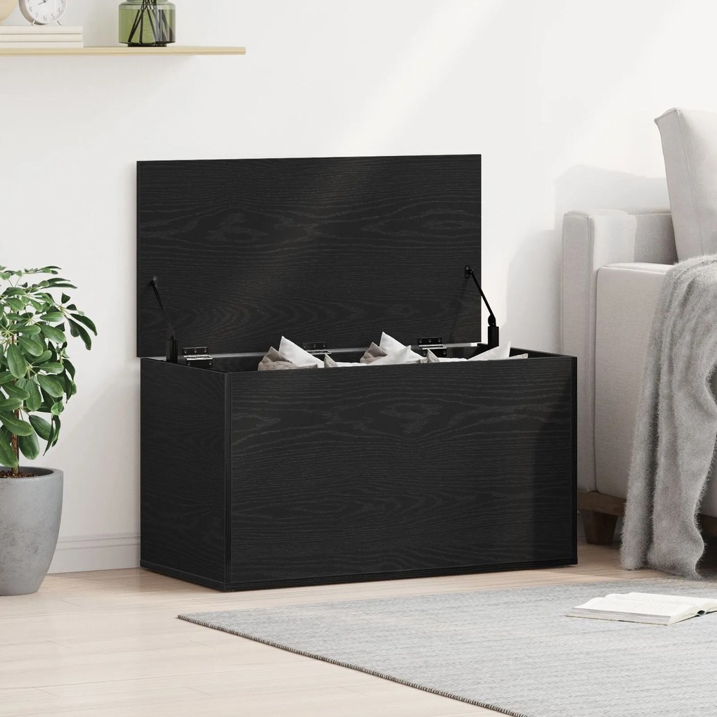 vidaXL Κουτί Αποθήκευσης Μαύρος Δρυς 84x42x46 εκ. Ξύλο επεξεργασμένο