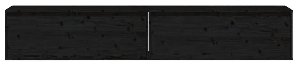 vidaXL Ντουλάπια Τοίχου 2 τεμ. Μαύρα 100x30x35 εκ. Μασίφ Ξύλο Πεύκου
