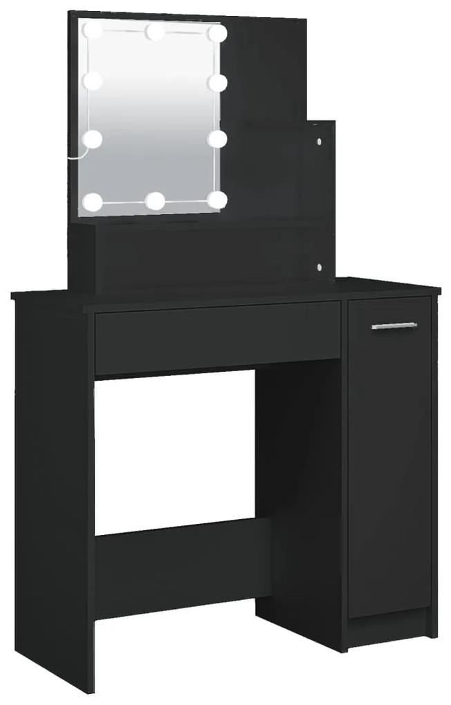 vidaXL Μπουντουάρ με LED Σετ Μαύρο 86,5 x 35 x 136 εκ.