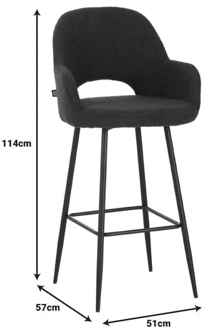 Σκαμπό μπαρ Renish ύφασμα μπουκλέ λαδί και μαύρα μεταλλικά πόδια 51x57x114 εκ. 2αδα 51x57x114 εκ.