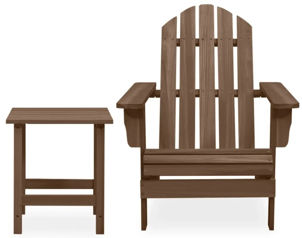 vidaXL Καρέκλα Κήπου Adirondack Καφέ με Τραπέζι από Μασίφ Ξύλο Ελάτης