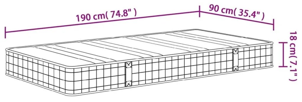 Στρώμα με Bonnell Springs Medium 90x190 εκ. Μονό - Λευκό