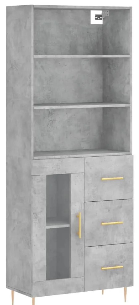 vidaXL Ντουλάπι Γκρι Σκυροδέματος 69,5x34x180 εκ. Επεξεργασμένο Ξύλο