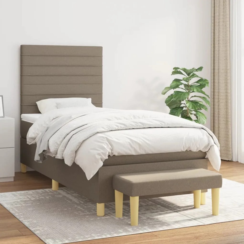 Κρεβάτι Boxspring με Στρώμα Taupe 80x200 εκ. Υφασμάτινο