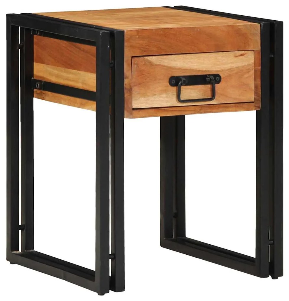 vidaXL End Table Καφέ και Μαύρο 40 x 40 x 50 cm Στερεό Ξύλο Ακακίας