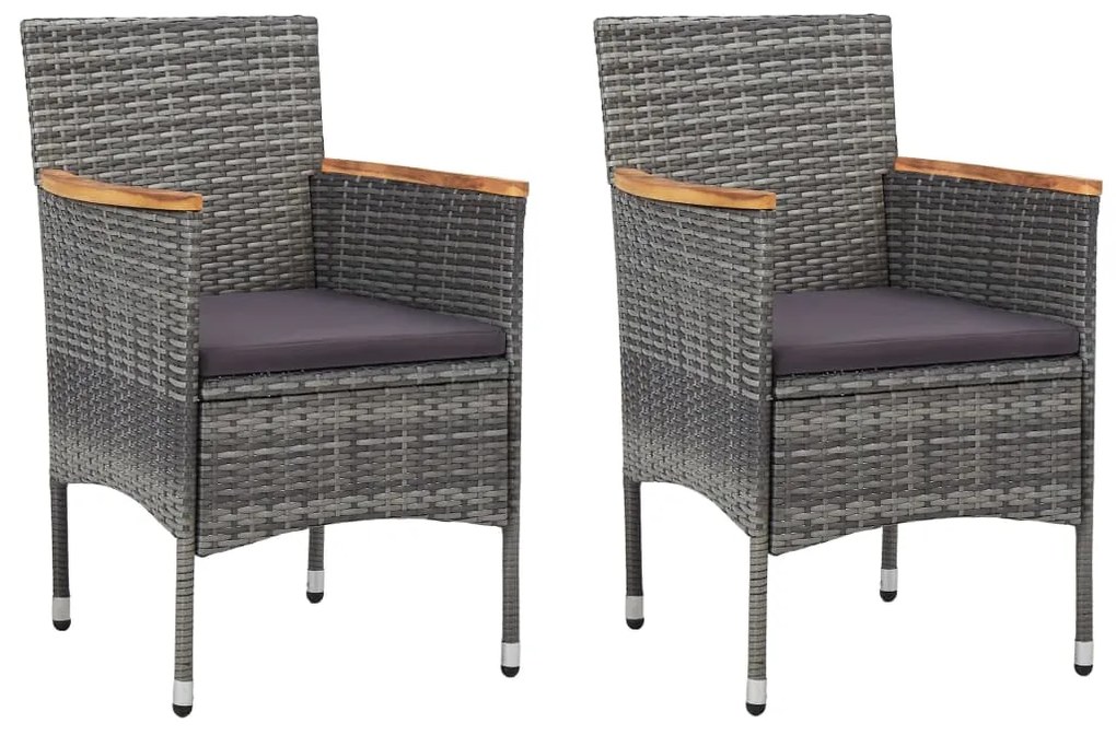 vidaXL Σετ Επίπλων Bistro 3 Τεμαχίων Γκρι Συνθετικό Ρατάν/Ξύλο Ακακίας