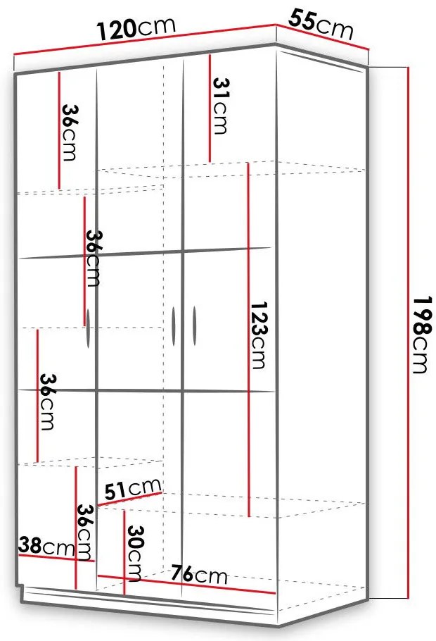 Ντουλάπα Raj 3 τρίφυλλη-Roz