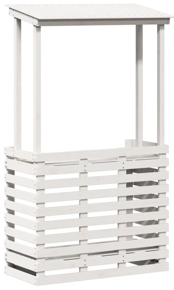 vidaXL Τραπέζι Μπαρ Κήπου με Οροφή Λευκό 112,5x57x195,5εκ. Μασίφ Πεύκο