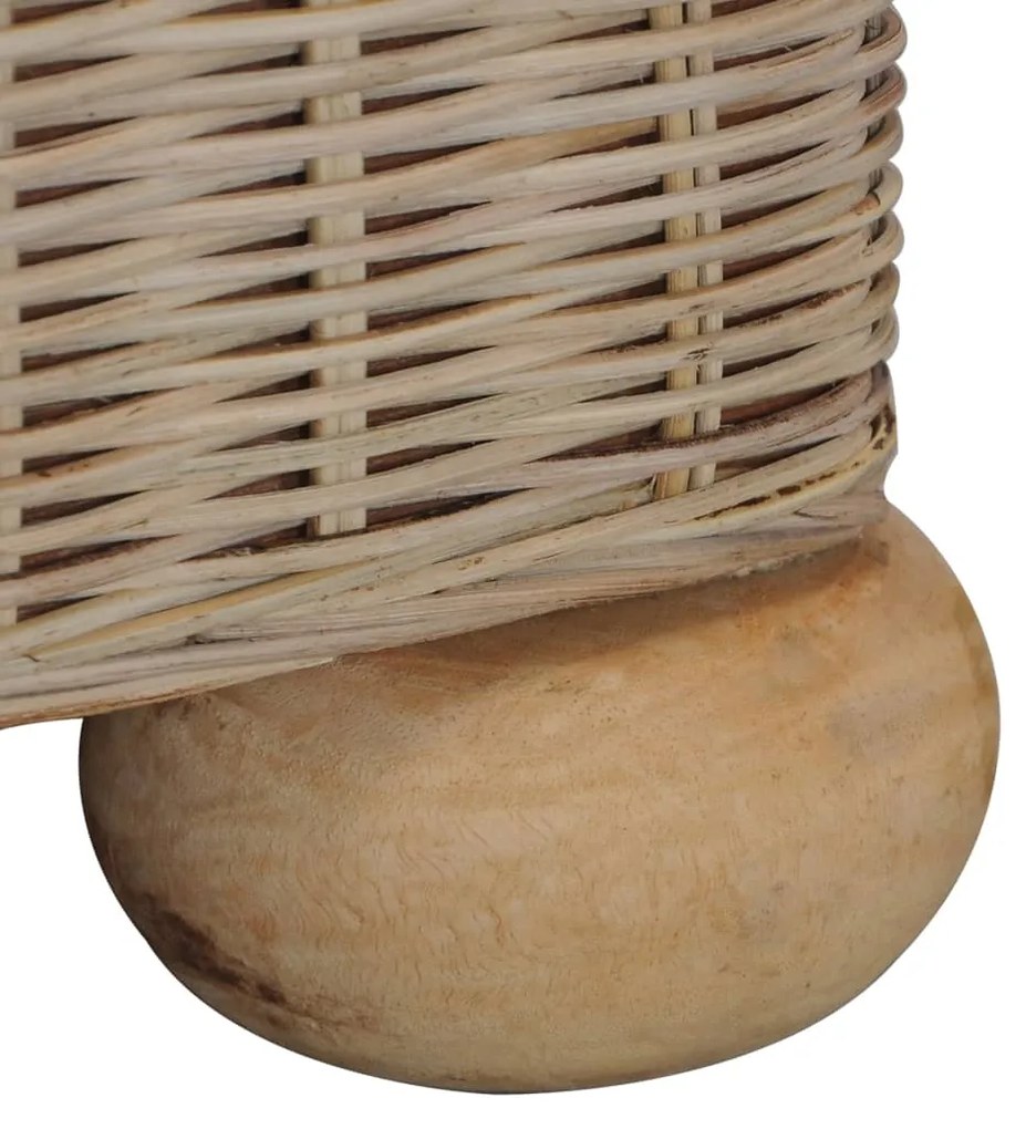 vidaXL Καναπές Τριθέσιος από Γνήσιο Ρατάν με Μαξιλάρια