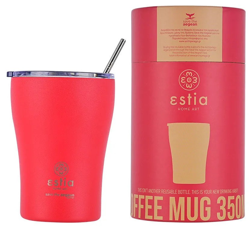 Estia 01-16845 Save the Aegean Ποτήρι Θερμός Κόκκινο 350ml