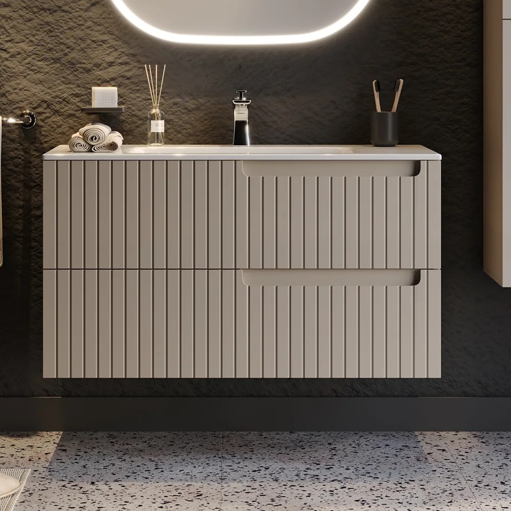 Πάγκος ENZA Μπεζ MDF 18mm Λάκα 100 3SENZ100BEFM 101x46.5x52cm 3SENZ100BEFM