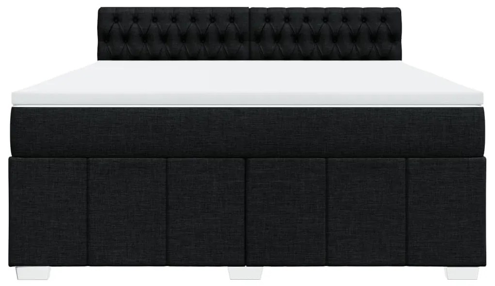 vidaXL Κρεβάτι Boxspring με Στρώμα Μαύρο 180x200 εκ. Υφασμάτινο