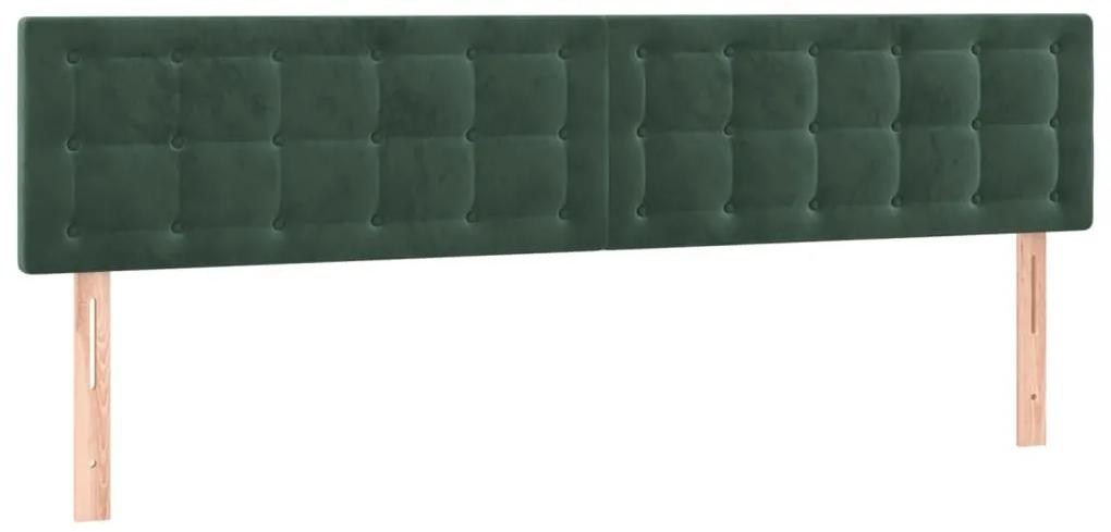 Κρεβάτι Boxspring με Στρώμα &amp; LED Σκ. Πράσινο 160x200εκ Βελούδο - Πράσινο
