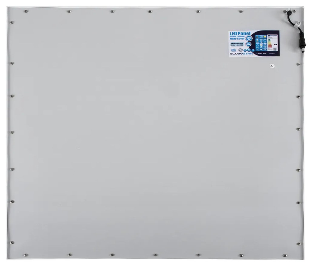 GloboStar® 60209 Χωνευτό LED Panel Milky Super Slim 60x60cm 48W 4800lm 120° CRI≥80Ra UGR<19 AC 220-240V IP20 Μ60 x Π60 x Υ1.5cm - Ψυχρό Λευκό 6000K - TÜV Certified Driver - 5 Years Warranty