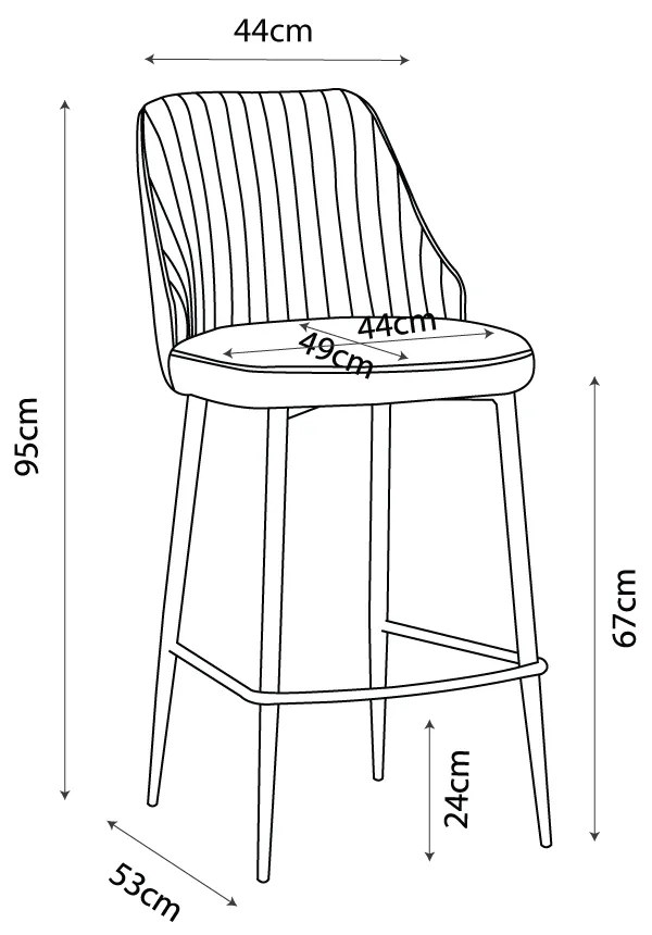 KING ΣΚΑΜΠΩ BAR ΜΑΥΡΟ 44x53xH95cm - 26-0056