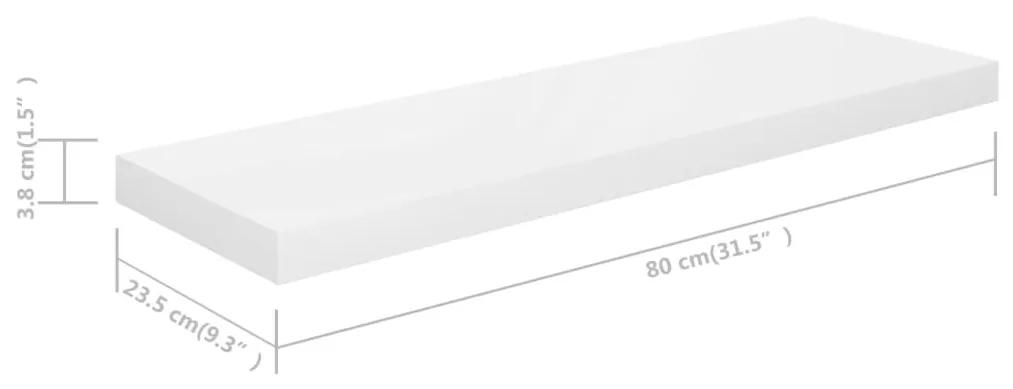 Ράφια Τοίχου Γυαλιστερά Άσπρα 4 Τεμάχια 80x23,5x3,8 εκ. MDF - Λευκό