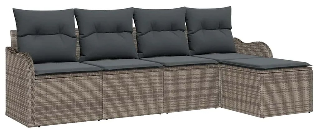 vidaXL Σετ Καναπέ Κήπου με μαξιλάρι 5 pcs Γκρι Πολυ ράταν
