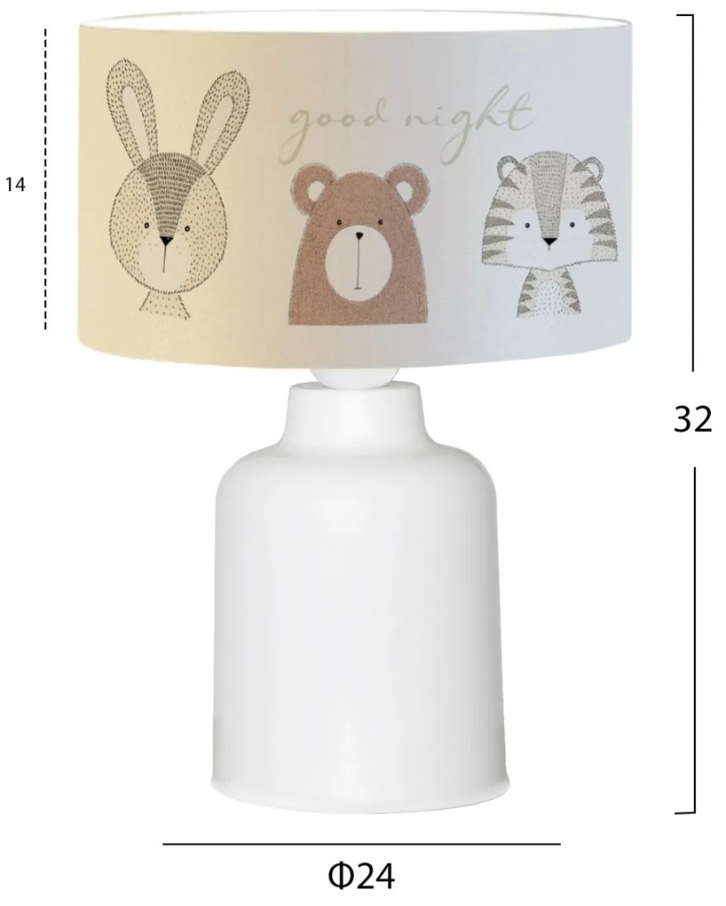 ΠΑΙΔΙΚΟ ΦΩΤΙΣΤΙΚΟ ΕΠΙΤΡΑΠΕΖΙΟ ΥΦΑΣΜΑΤΙΝΟ BALOO HM7577.02 ΛΕΥΚΟ ΣΧΕΔΙΟ CUTE ANIMALS Φ24x32Y