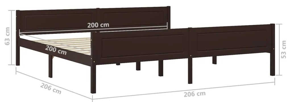 vidaXL Πλαίσιο Κρεβατιού Σκούρο Καφέ 200x200 εκ. από Μασίφ Ξύλο Πεύκου