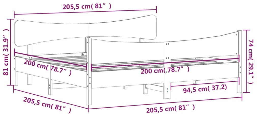 ΠΛΑΙΣΙΟ ΚΡΕΒΑΤΙΟΥ ΜΕ ΚΕΦΑΛΑΡΙ ΛΕΥΚΟ 200X200 ΕΚ. ΑΠΟ ΜΑΣΙΦ ΠΕΥΚΟ 3216370