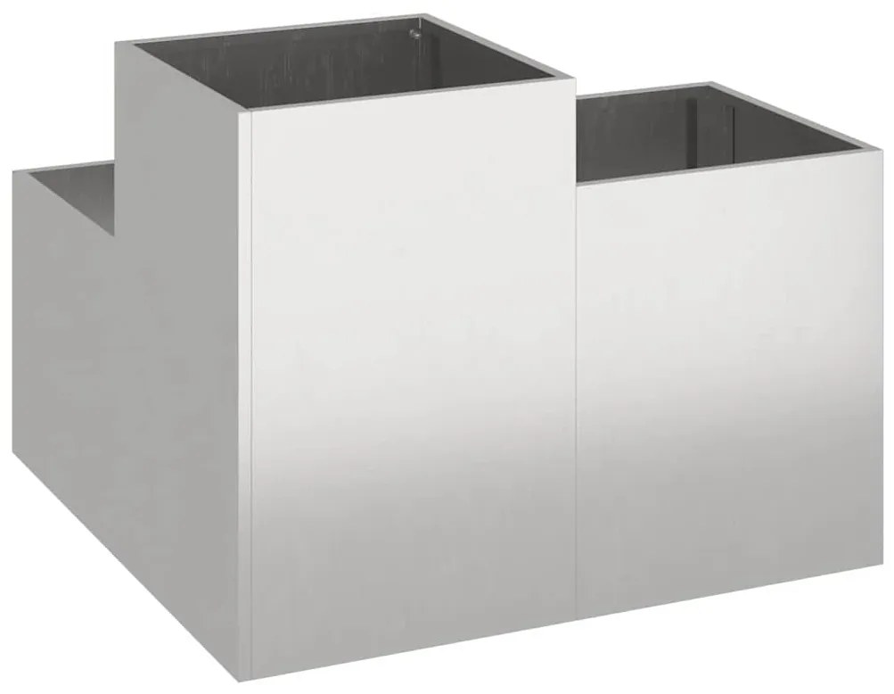 vidaXL Γλάστρα Κήπου Ασημί 80 x 80 x 60 εκ. Ανοξείδωτο ατσάλι