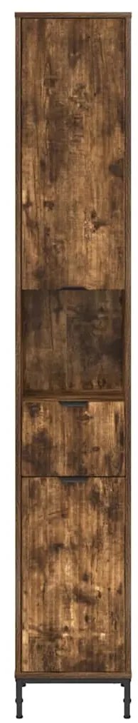 vidaXL Ψηλό ντουλάπι μπάνιου Καπνιστή δρυς 31.5 x 33 x 190 εκ.