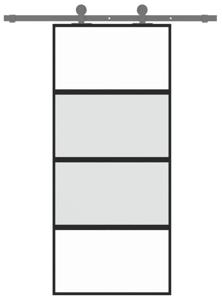 vidaXL Συρόμενη Πόρτα Μαύρη 90 x 205 εκ. από Ψημένο Γυαλί & Αλουμίνιο