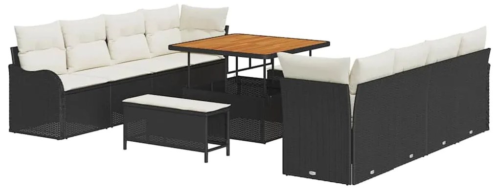 vidaXL Σετ Καναπέ Κήπου 11 pcs Μαύρο, Κρέμα 100 x 100 x 71 cm