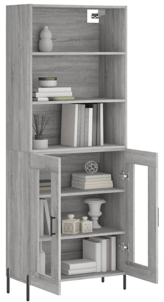 vidaXL Ντουλάπι Γκρι Sonoma 69,5 x 34 x 180 εκ. Επεξεργασμένο Ξύλο